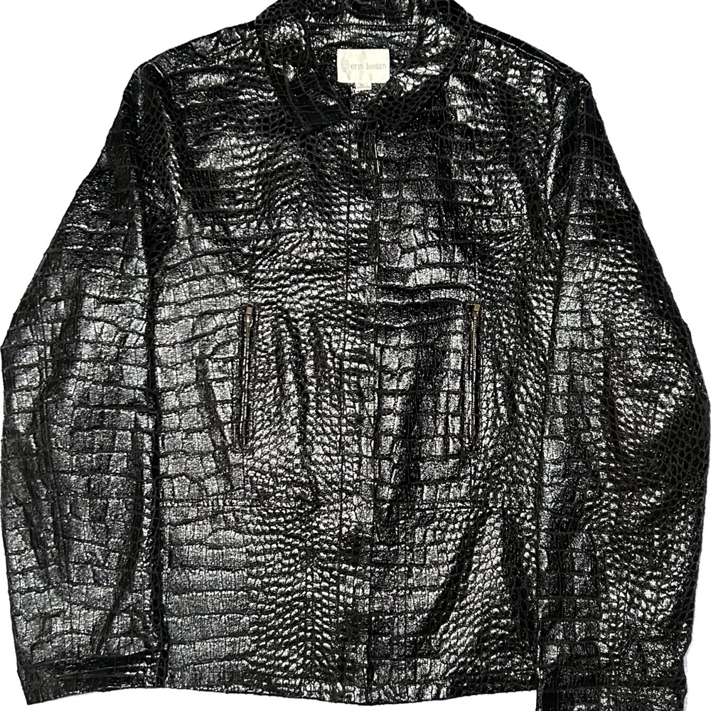 Black Crocodile Pattern Jacket